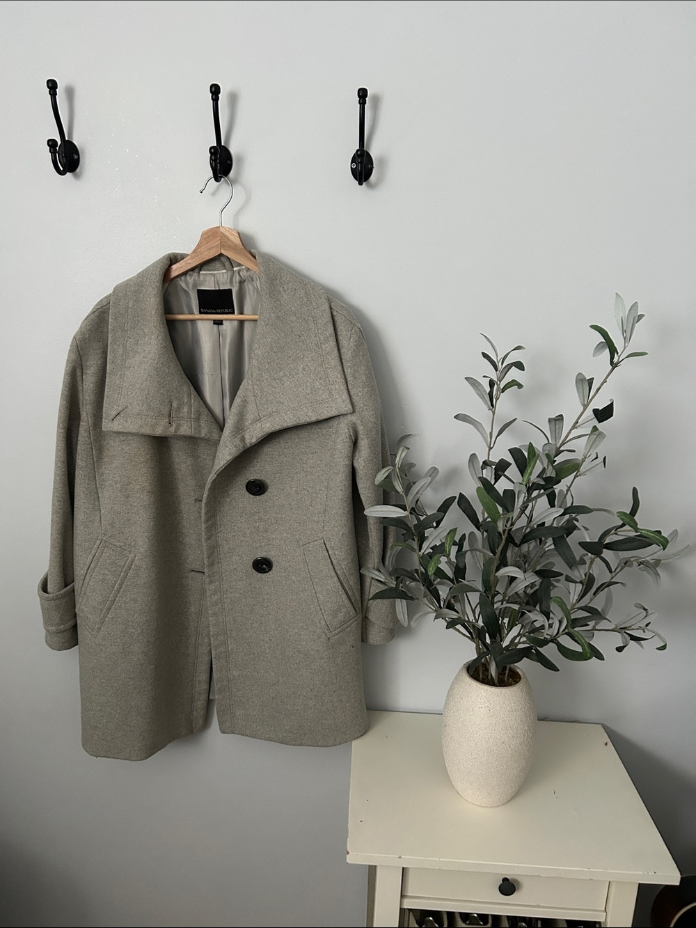 Banana Republic Women's Light Gray Wool Peacoat